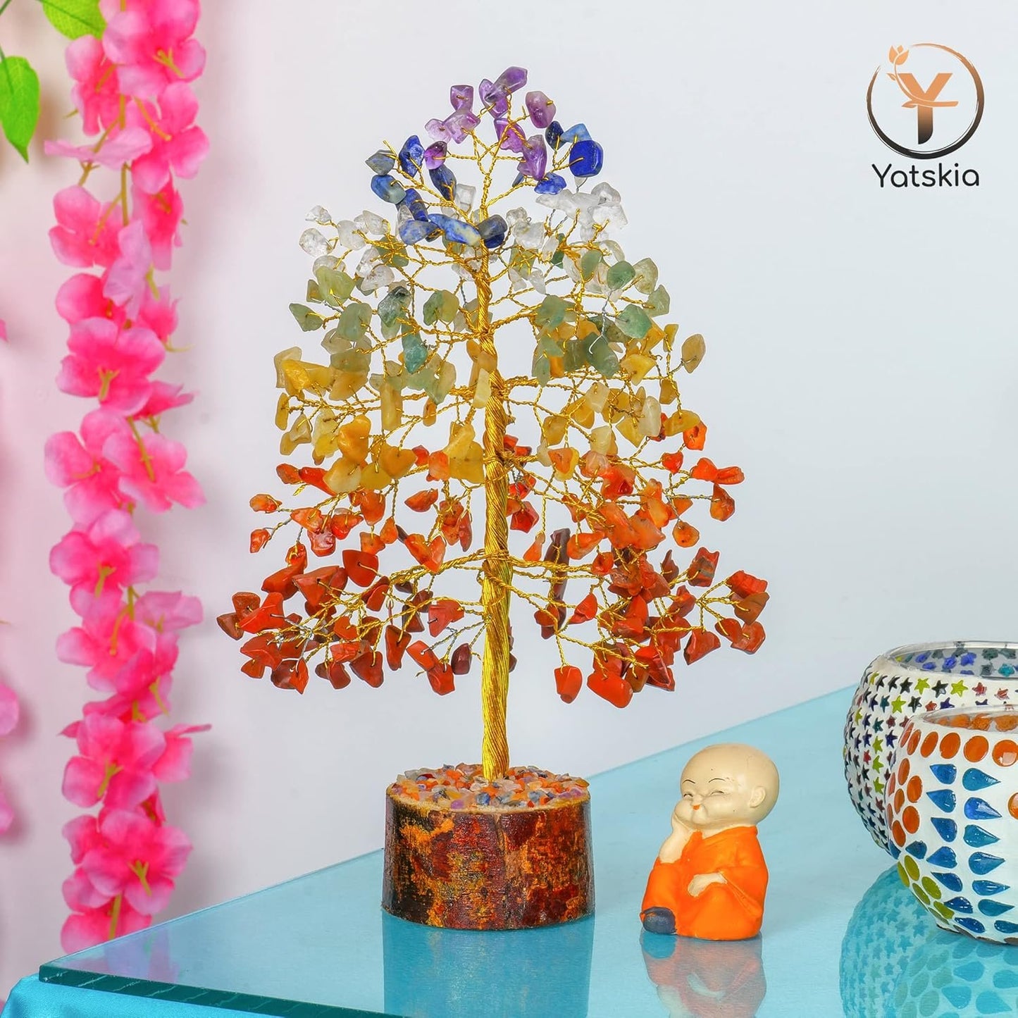 Yatskia 7 Chakra Tree of Life, Crystals and Healing Stones, Chakra Crystal Tree Decor, Housewarming Gifts, Home Decor, Meditation Decor, Birthday Gifts for Women