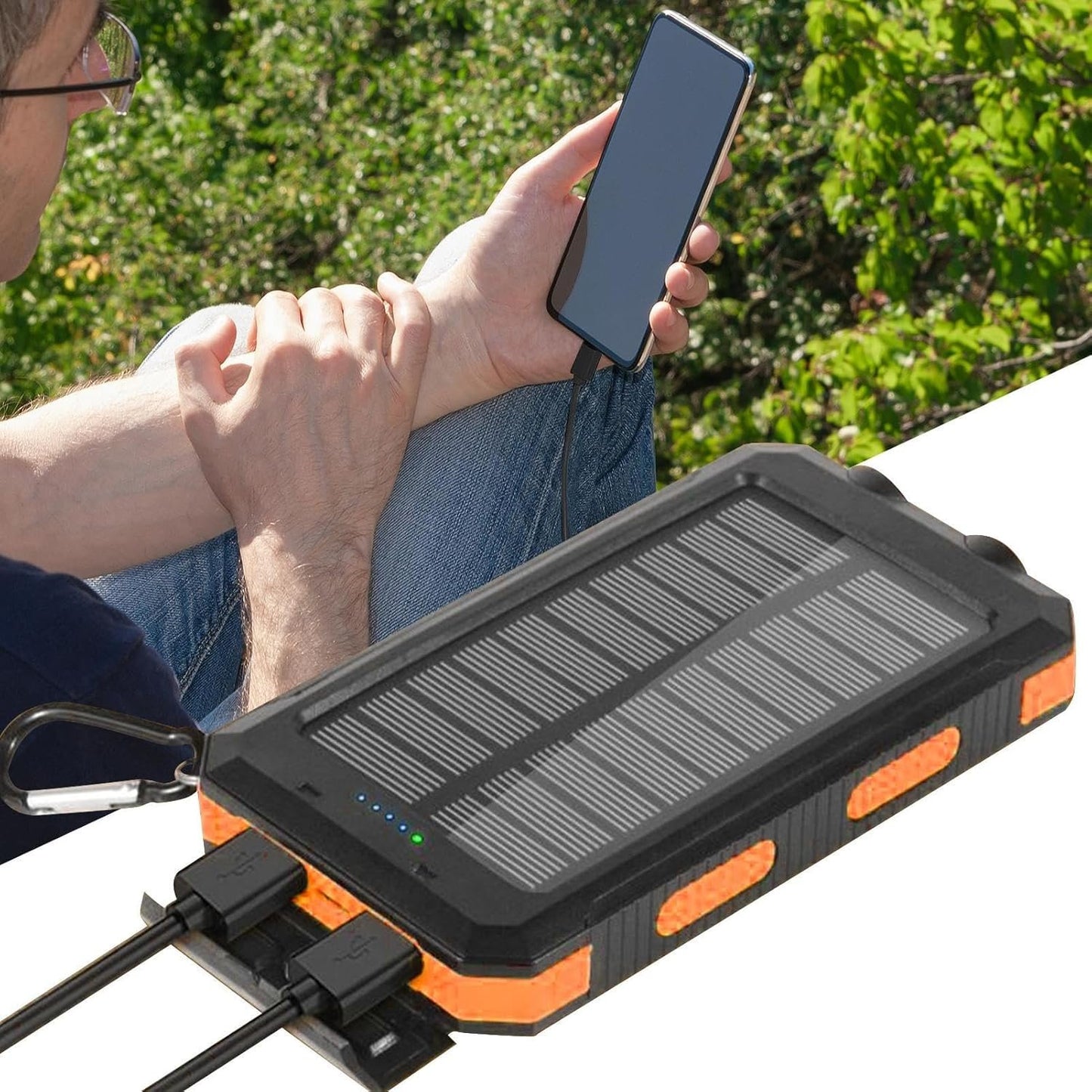 kisronda Solar Charger Powered Bank | 20000mAh Portable Solar Charger Battery Bank | Flashlight Fast Charging Survival Gear Wireless Battery Pack for Cell Phone, Outdoor & Fishing