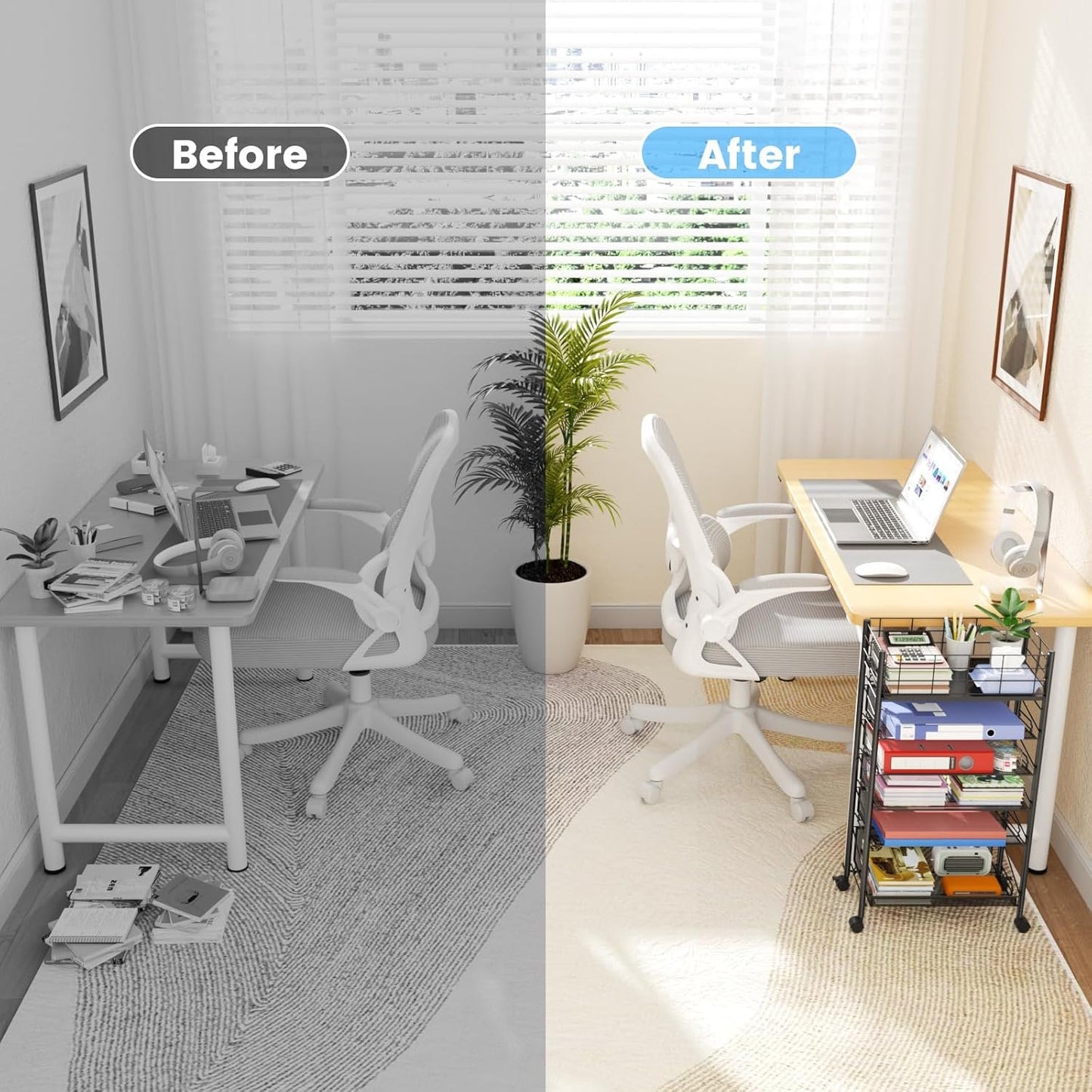 Rolling File Cart with Wheels,Shrivee 6 Tier Metal Rolling File Organizer Cart Beside Desk,Mobile Book Carts with Wheels for Office Home School Teacher Classroom Paper Letter Organization,Black