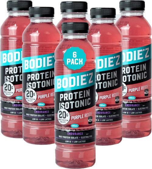 BODIE’Z Endurance 20g Whey Protein Water - Pre-Mixed Protein Powder Drink with Electrolytes for Hydration and 11 Vitamins and Minerals, Supplement for Lean Muscle Recovery, 500ml Purple Reign 6 Pack
