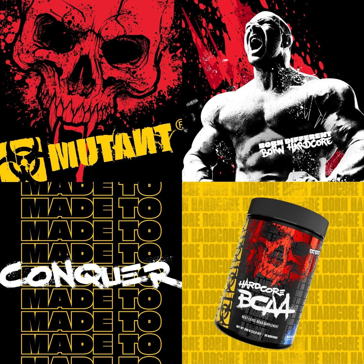 MUTANT HARDCORE BCAA - Pre, Intra or Post Workout – BCAA next level branched-chain Amino Acids Supplement – Hydration + Recovery - 30 serving - Iced Tea
