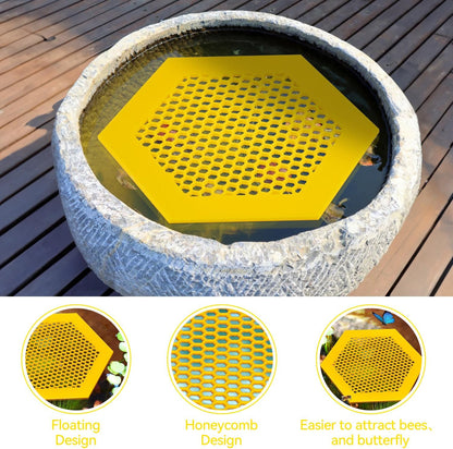 Proxima Direct 1 Pack Large Floating Bee Island for Driking Floatable Bee Waterer Bee Feeder with Beehive Design, Floating Watering Station for Feeding for Outdoor Garden (Yellow)