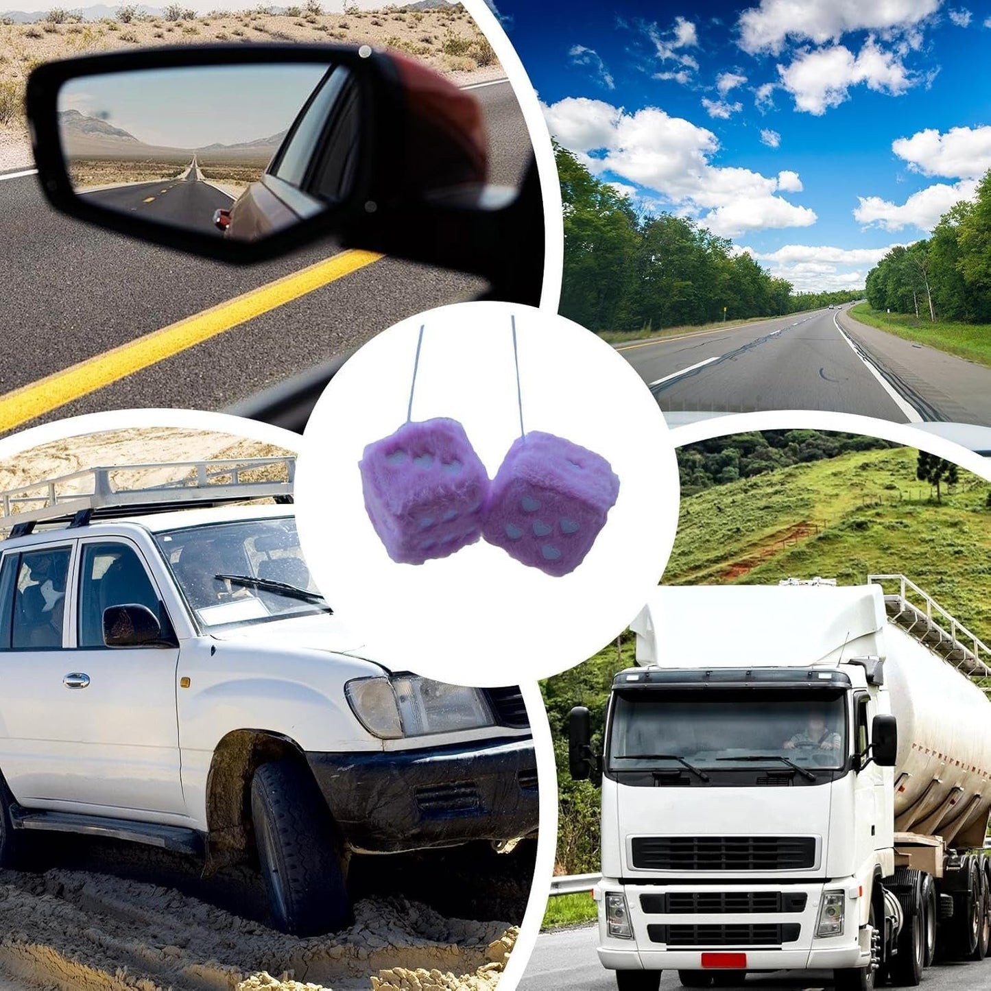 Car Interior Accessories Dice | 1 Pair Car Decorative Dice Pendant - Auto Plush Soft Dice Heart Embroidery Design for Door Handle Wall Decor