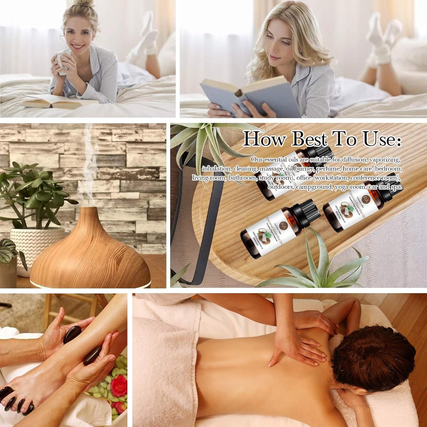 Coconut Essential Oil, 100% Pure Diffuser Oil Coconut Oil for Diffuser, Massage, Skin Care, Yoga, Sleep - 30ML