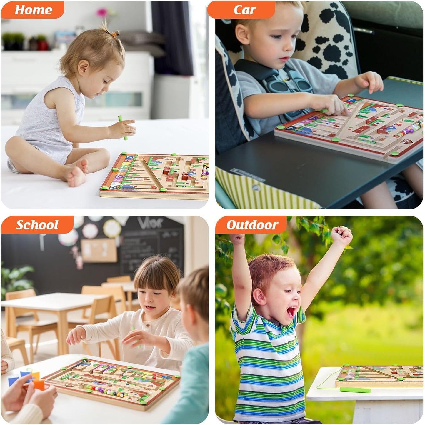 Magnetic Color and Number Maze, Montessori Toys for 3+ Year Old, Wooden Puzzle Activity Board, Learning Educational Counting Matching Toys for Toddlers and Kids Boys Girls Preschoolers 3 4 5 Years Old