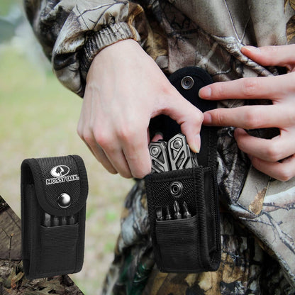 MOSSY OAK 21-in-1 Multitool, Premium Stainless Steel Multi Tool Pocket Knife, Screwdriver Sleeve with 4Pcs Alternative Bits, Safe-Locking, Multitool Plier for Outdoor and Repair with Nylon Pouch
