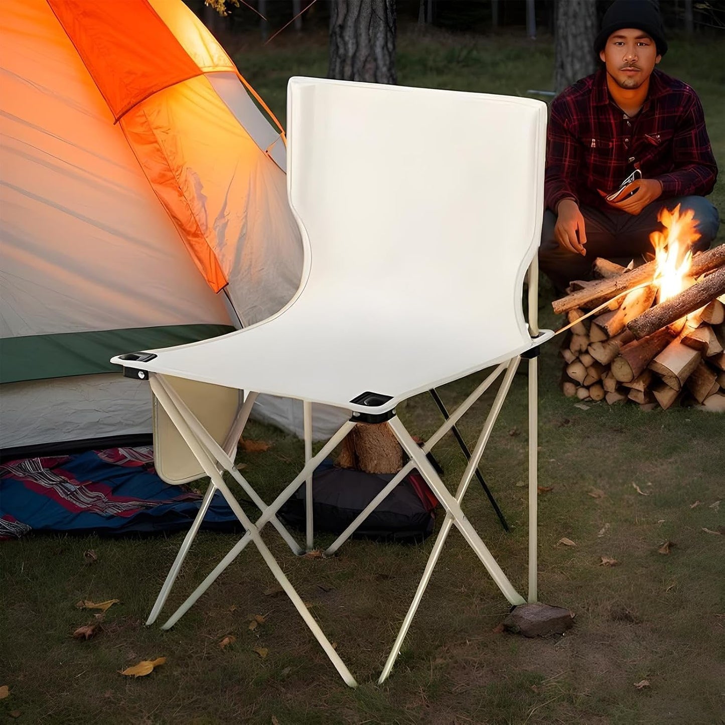 Folding Chair, Fishing Seat for Adults, Portable Camping Gear, Travel Beach Picnic Chair, 286 LBS Support, 14.57x14.57x22.83 Inches Includes Storage Bag, Ideal for Outdoor Events