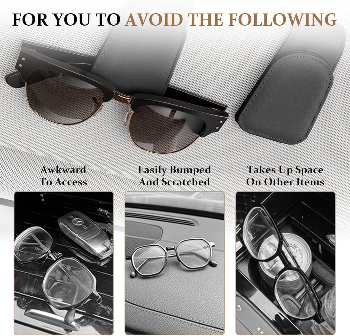 TUGUAI Sunglasses Holder for Car Visor 2 Packs, Glasses Clip for Cars,Auto Interior Accessories Universal for SUV Pickup Truck, Black