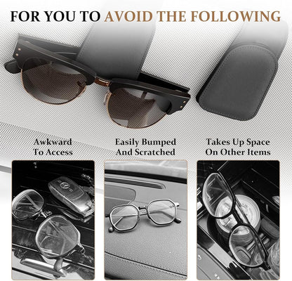 TUGUAI Sunglasses Holder for Car Visor 2 Packs, Glasses Clip for Cars,Auto Interior Accessories Universal for SUV Pickup Truck, Black