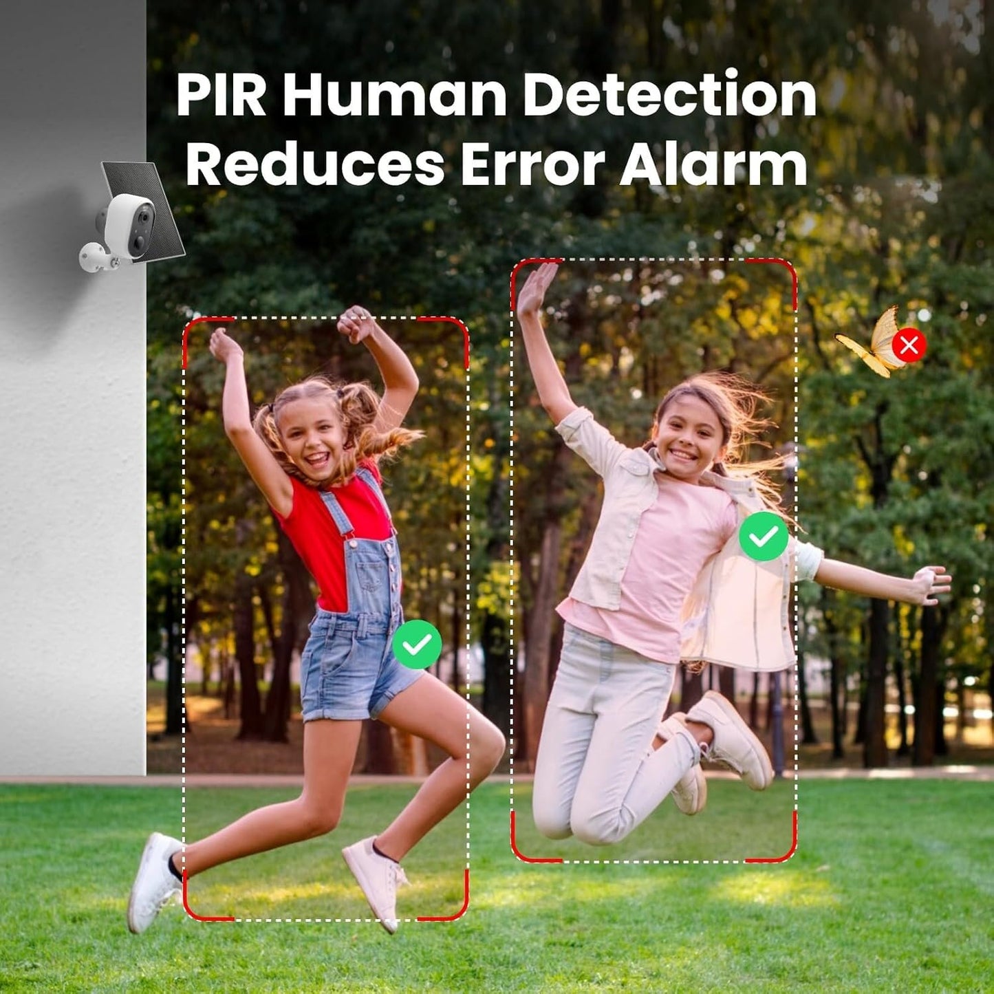 Solar Security Camera Outdoor Wireless, 2K Color Night Vision, Battery Powered PIR Motion Detection,2.4GHz WiFi Cameras for Home Surveillance, Light and Sound Alarm, 2-Way Audio