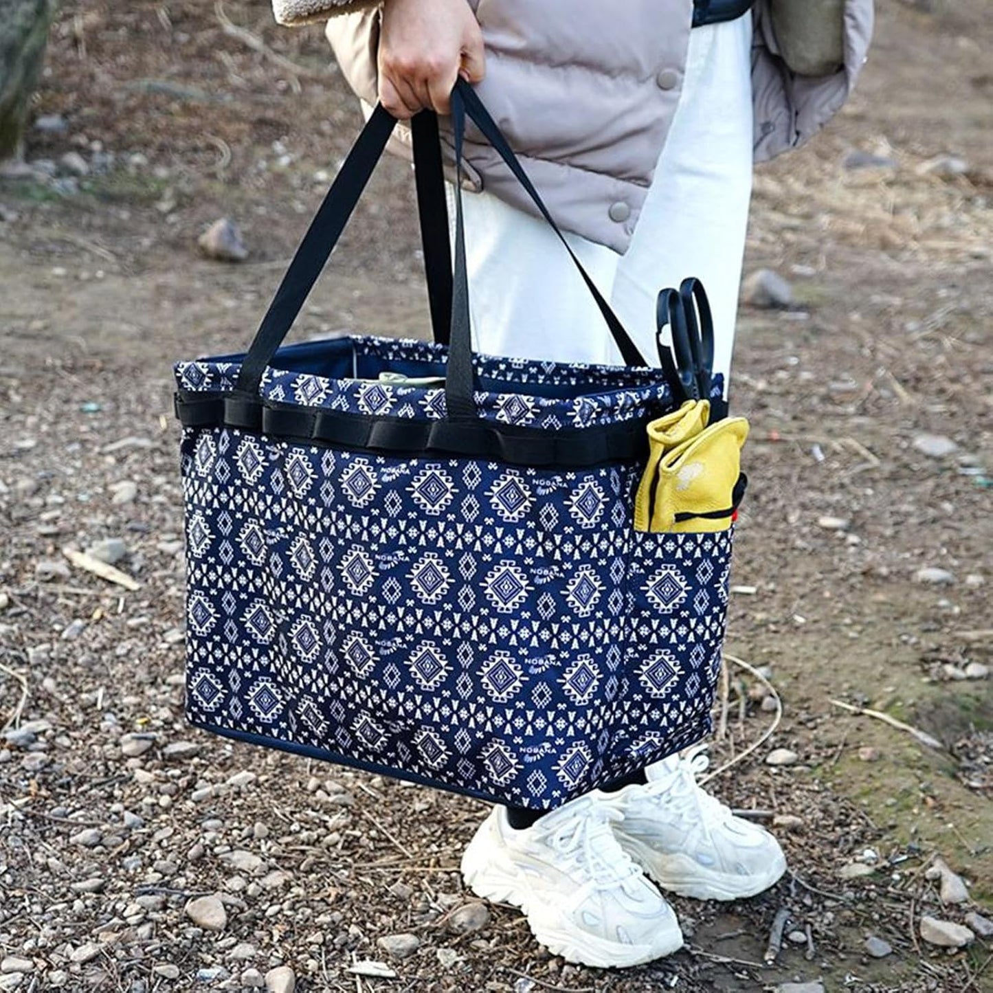 Duffle Bag, Foldable Organizer, Reinforced Carry Handles, Waterproof Large Capacity Gear Tote, Storage Bag for Camping, Outdoor Trips, and Weekend Travel, 15.55x11.02x12.8 Inches