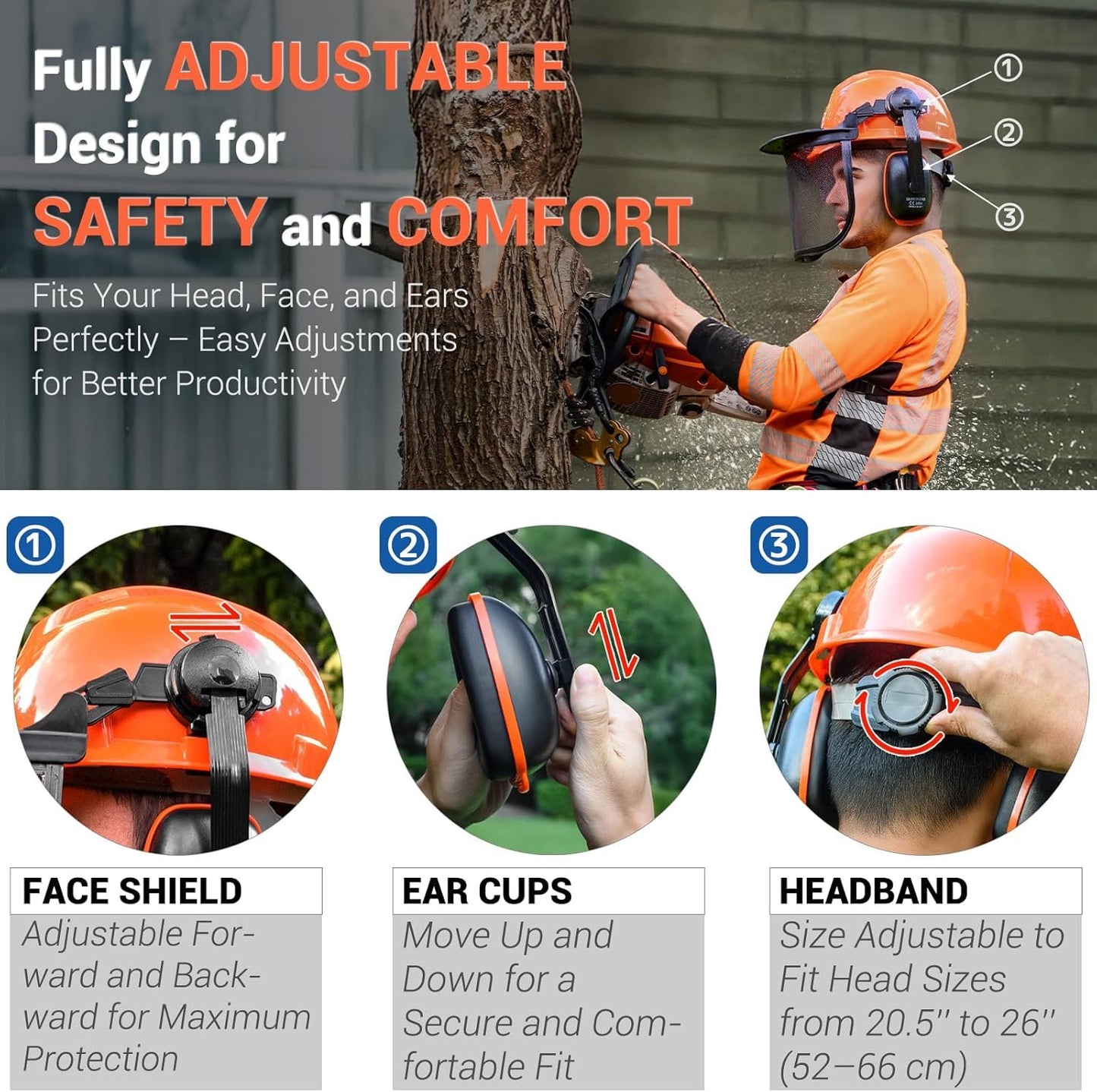 GUARDLEAD Chainsaw Helmet Forestry Safety Helmet System C009R; Integrated Eyewear, Visor and Hearing Protection