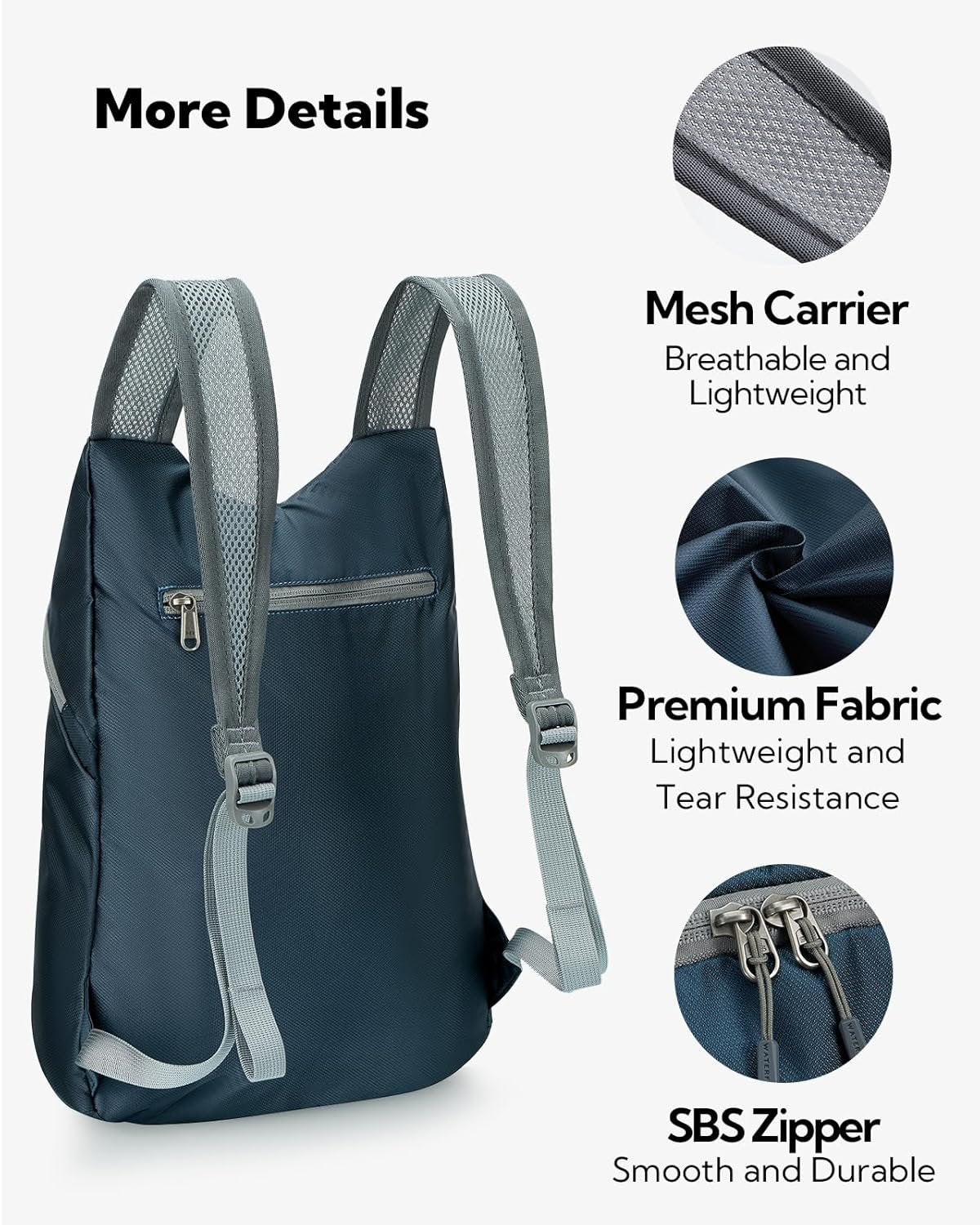 WATERFLY Foldable Lightweight Hiking Backpack: 15L Packable Daypack Men Women Ultralight Thin Day Pack for Travel Camping