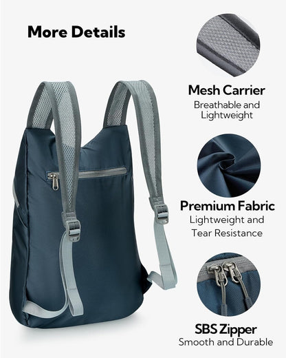WATERFLY Foldable Lightweight Hiking Backpack: 15L Packable Daypack Men Women Ultralight Thin Day Pack for Travel Camping