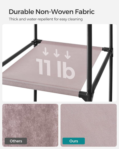 SONGMICS Closet Wardrobe, Portable Closet for Bedroom, Clothes Rail with Non-Woven Fabric Cover, Clothes Storage Organizer, 59 x 17.7 x 69 Inches, 12 Compartments, Dusty Pink ULSF003P02