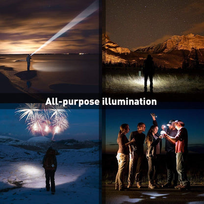 Ultra Bright Flashlights, 2000 Lumens LED Tactical Flashlight, Zoomable, Adjustable Focus, IP65 Waterproof, Portable, 5 Light Modes for Indoor and Outdoor Camping Emergency Hiking (3 Pack)