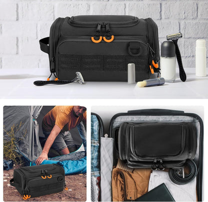 Prokva Tactical Toiletry Bag for Men, Hanging Hygiene Bag, Travel Dopp Kit Organizer for Shaving, Shower Essentials and Toiletries, Black (Empty Bag)