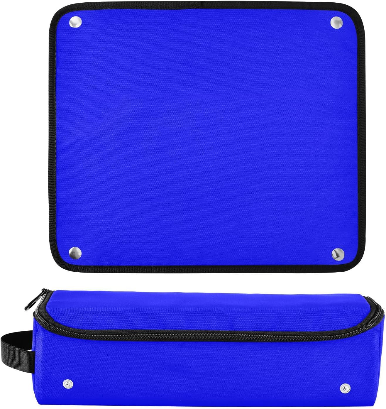 Custodia da viaggio per ferro arricciacapelli 2 in 1 blu brillante con tappetino in ferro impermeabile organizer da viaggio per strumenti caldi e accessori per la cura dei capelli portatili essenziali