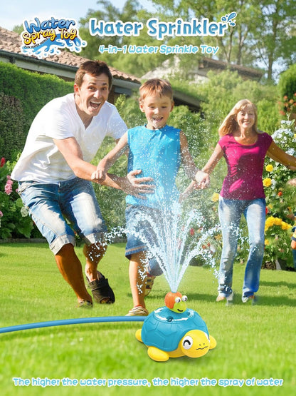 4 in 1 Turtle Water Sprinkler for Kids, Outdoor Toys with Snail Splash, Ring Toss, Baseball Game & Hurdle Play, 360°Roating Spray Summer Fun Backyard Garden Lawn for Toddlers Kids Boys Girl 3-12 Gifts