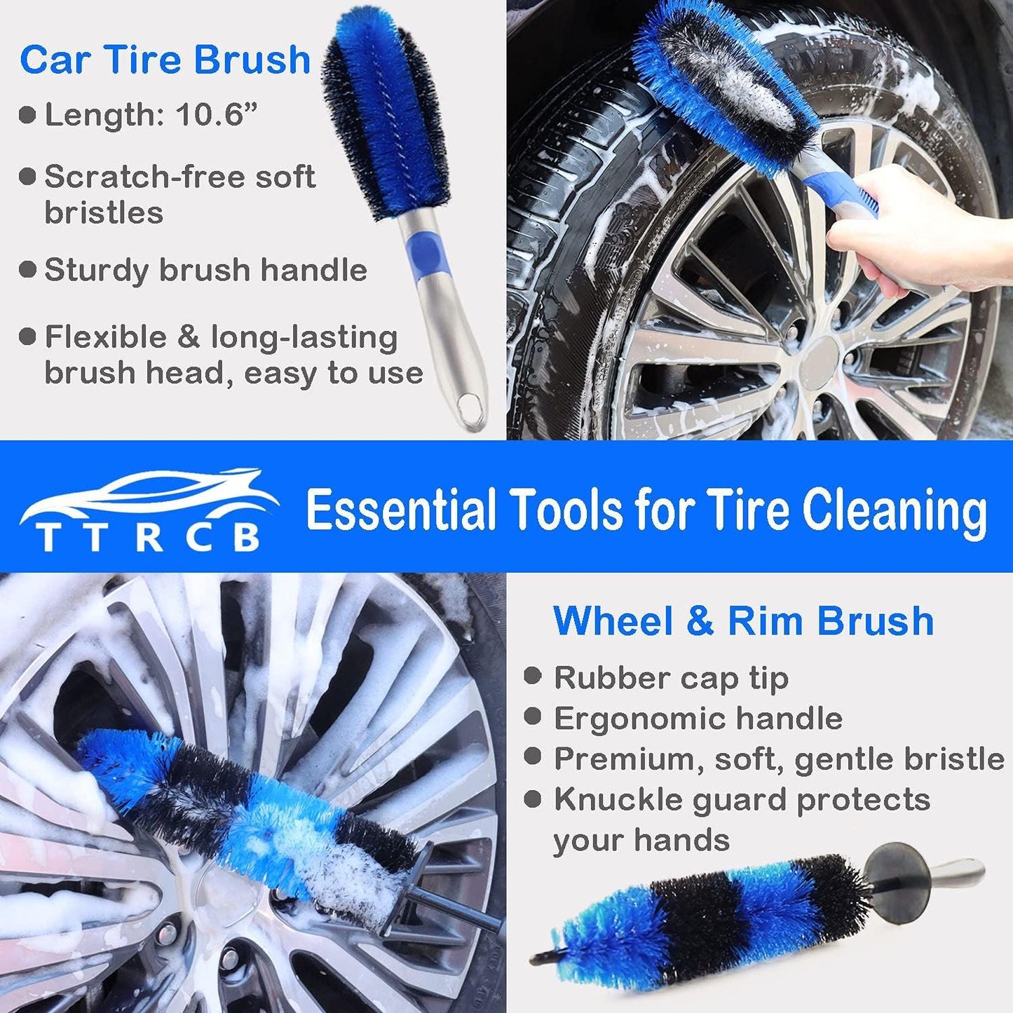 20Pcs Car Detailing Brush Set, Car Wheel Tire Brush Set, Car Detailing Kit with 17" Rim Wheel Brush, Tire Brush, Car Cleaning Kit for Cleaning Wheels, Interior, Exterior, Dashboard, Leather, Air Vent