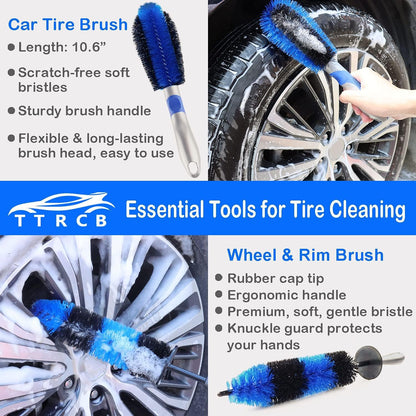 20Pcs Car Detailing Brush Set, Car Wheel Tire Brush Set, Car Detailing Kit with 17" Rim Wheel Brush, Tire Brush, Car Cleaning Kit for Cleaning Wheels, Interior, Exterior, Dashboard, Leather, Air Vent