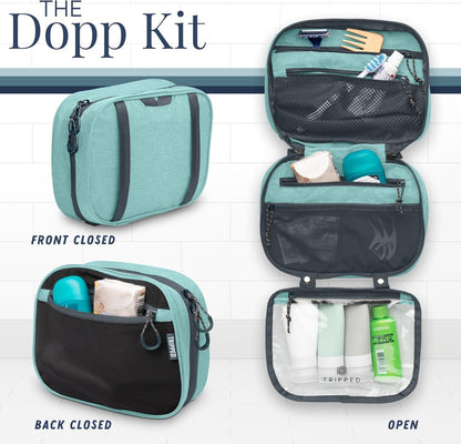 Toiletry Bag Kit Set: Hanging Travel Toiletry Bag + 311 TSA Cosmetic Liquid Bag + Ultralight Accessory Organizer Pouch, Turquoise, 3 Piece Toiletry Set