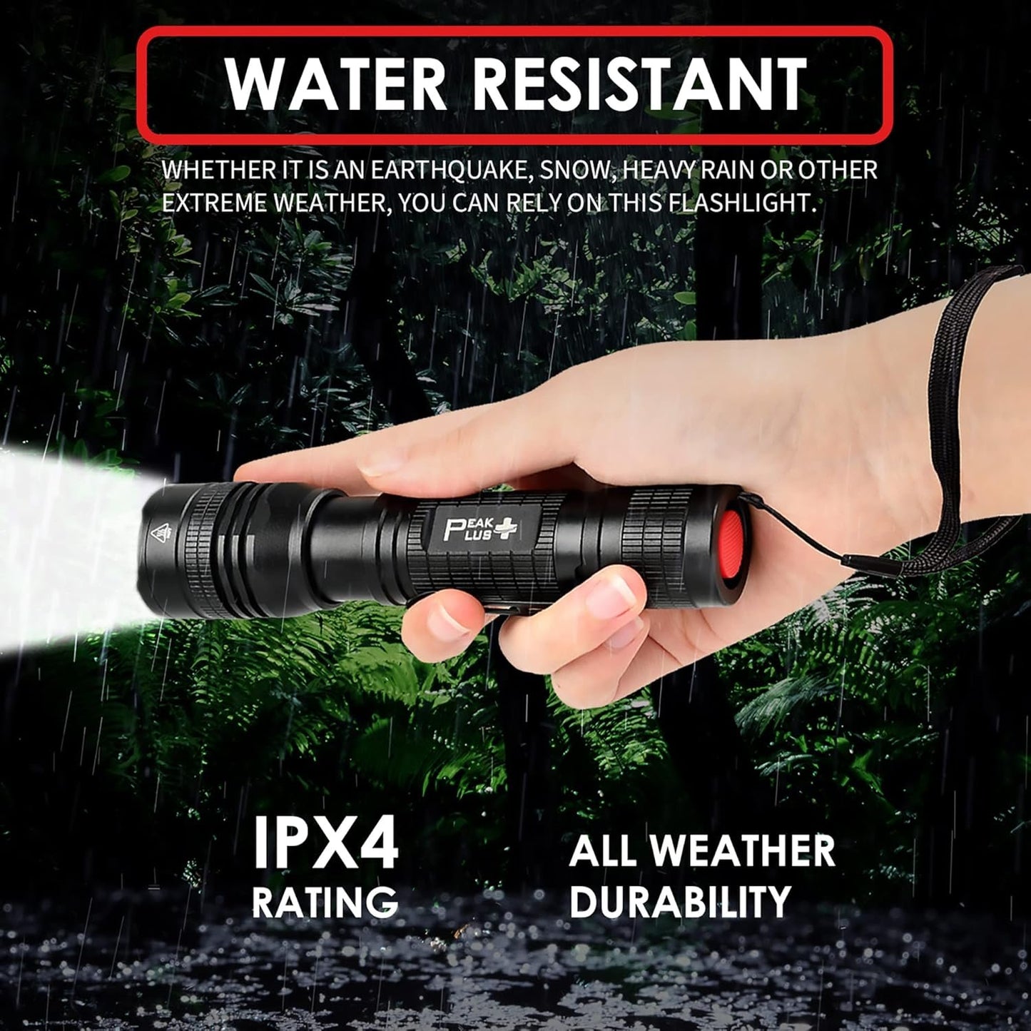 PeakPlus LED Tactical Flashlight PTAC1000 [2 Pack] Single Mode, High Lumen, Zoomable, Water Resistant, Flash Light - Camping, Outdoor, Emergency, Everyday Flashlights with Clip