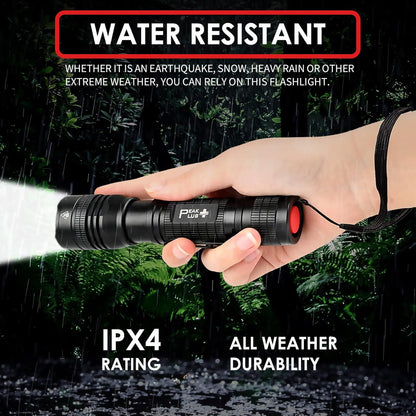 PeakPlus LED Tactical Flashlight PTAC1000 [2 Pack] Single Mode, High Lumen, Zoomable, Water Resistant, Flash Light - Camping, Outdoor, Emergency, Everyday Flashlights with Clip