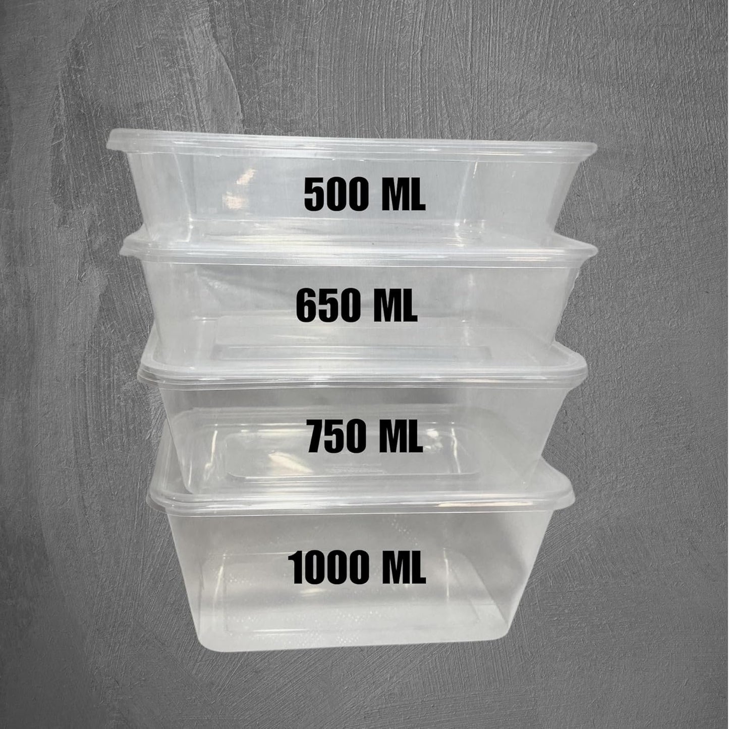 100 Sets Takeaway Container, BPA Free, polypropylene 500ml/650ml/750ml/1000ml, Food Packaging, Restaurant, Meal Prep and storage, Plastic takeaway box, Bento lunch box and Microwave safe (1000ml)