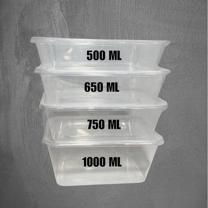 100 Sets Takeaway Container, BPA Free, polypropylene 500ml/650ml/750ml/1000ml, Food Packaging, Restaurant, Meal Prep and storage, Plastic takeaway box, Bento lunch box and Microwave safe (1000ml)