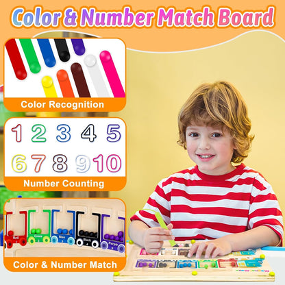 Vindany Magnetic Color and Number Maze Montessori Toys Wooden Magnet Board Puzzles Toddler Activities Learning Counting Matching Games Montessori Toys (Magnetic Color and Number Maze)