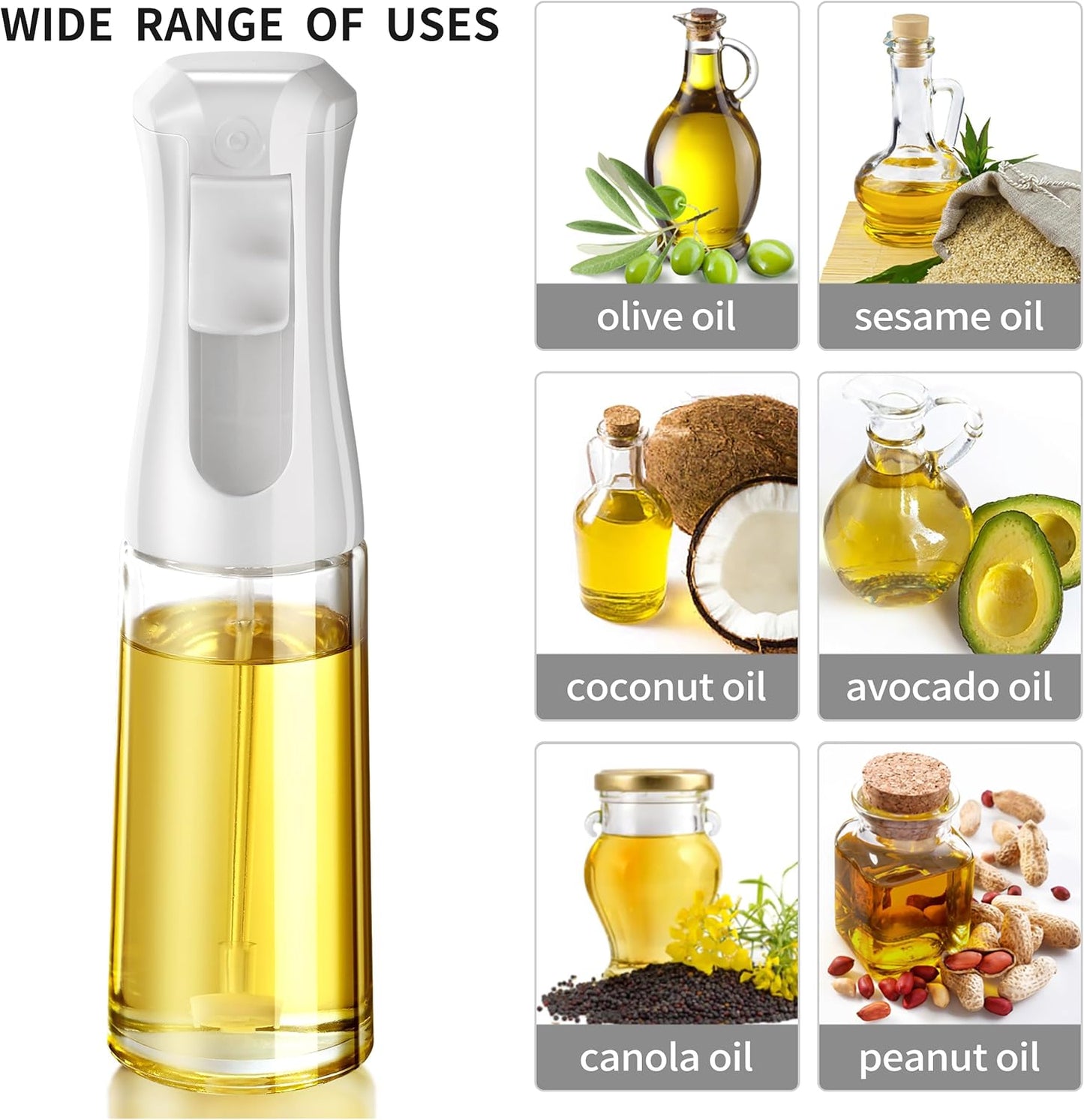 Oil Sprayer for Cooking, 200ml Plastic Olive Oil Sprayer Mister, Olive Oil Spray Bottle, Kitchen Gadgets Accessories for Air Fryer, Canola Oil Spritzer, Widely Used for Salad Making, Baking, Frying