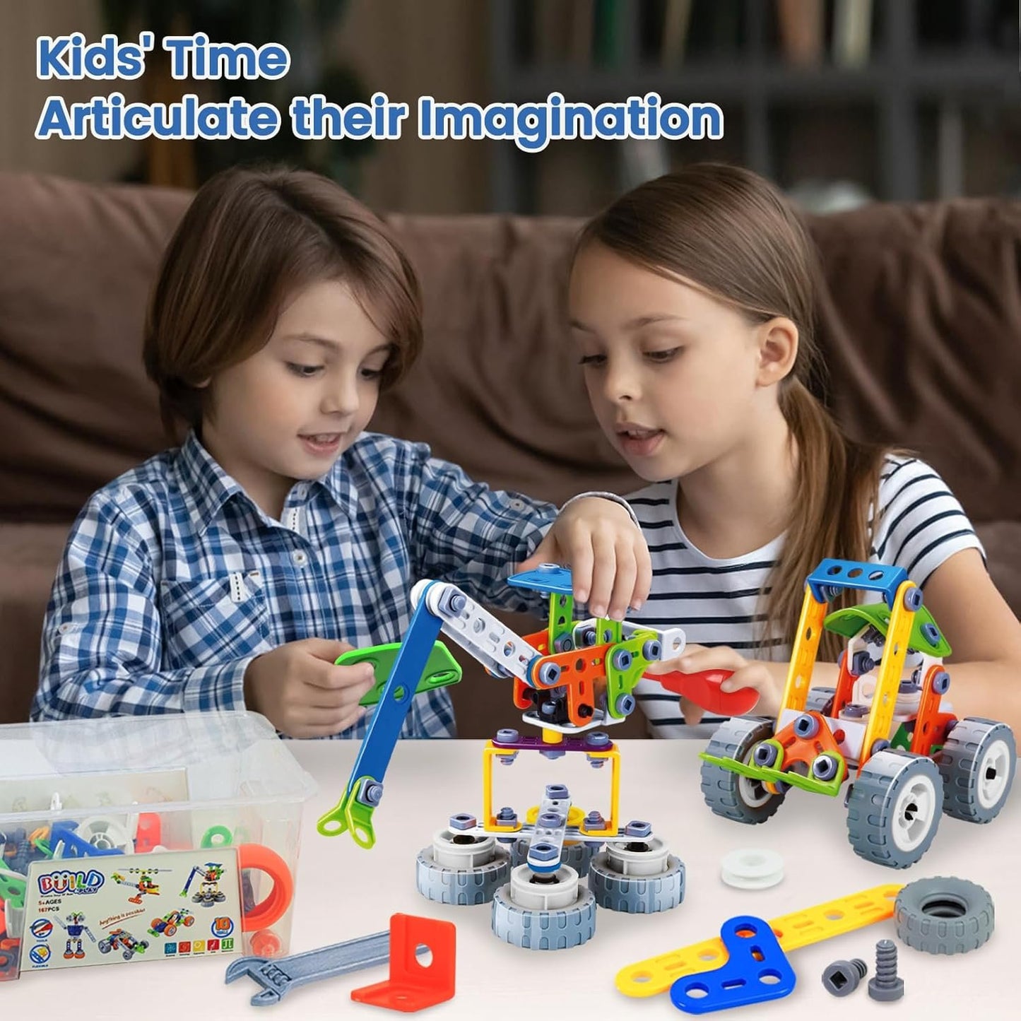 AKILION Toys for 3 4 5 6 Year Old Boys Gifts Kids Toys, 10 in 1 STEM Construction Set Building Toys for Children, Take Apart Helicopter Car Robot Toy with Drill Tool, Educational Learning Game