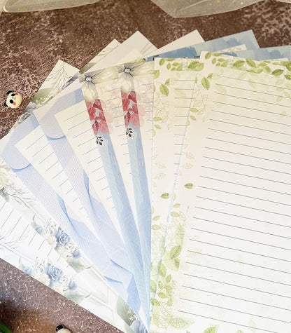 IMagicoo 52 Lined Writing Stationery Paper, Beautiful Designs for Writing Letter, Notes, Invitations, Craft, 4 Different Style (11.7 x 8.26")
