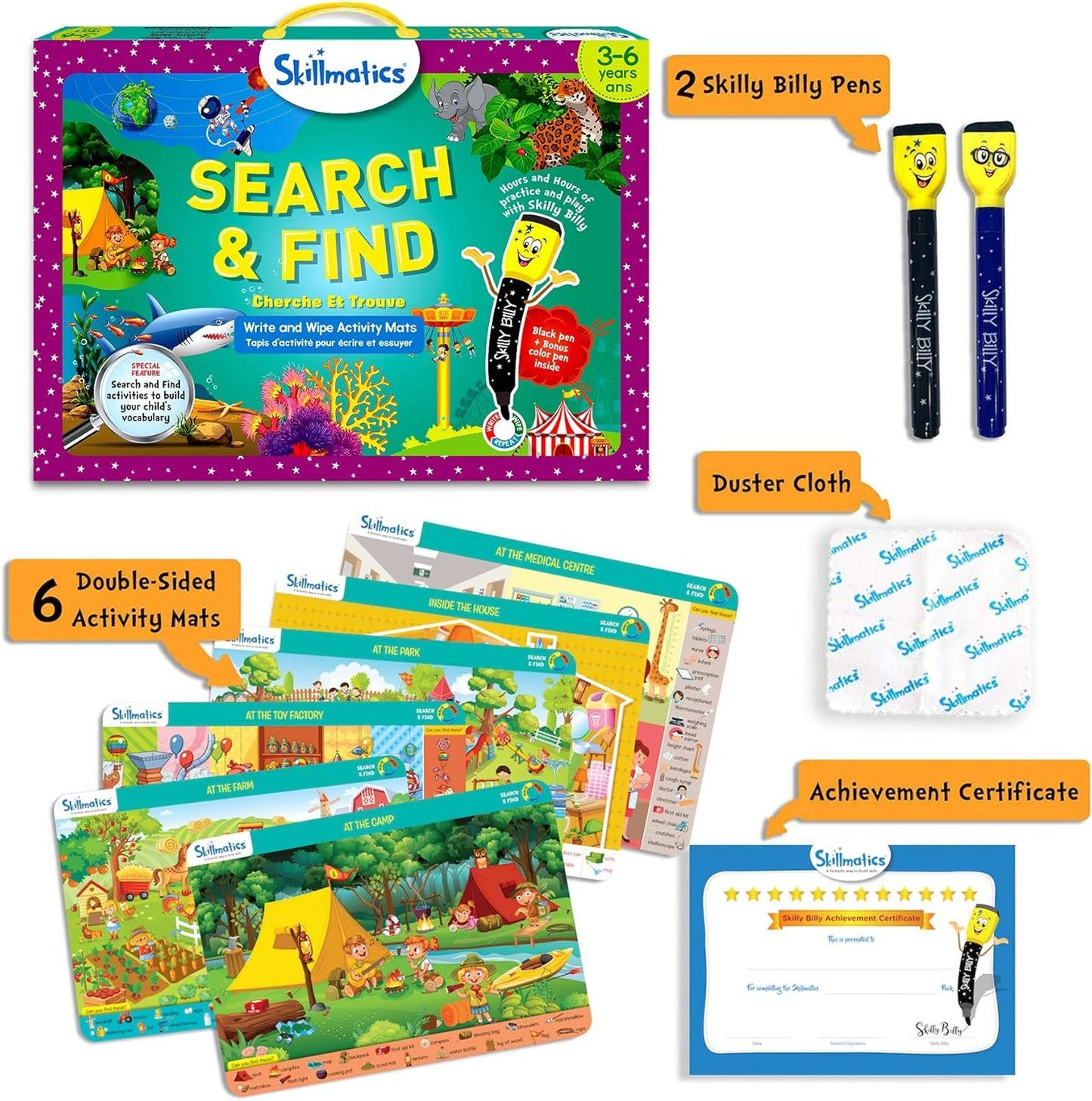 Skillmatics Search and Find Educational Game - Reusable Preschool Learning Activities, Perfect for Toddlers & Kids Who Love Toys, Art & Crafts, Builds Vocabulary, Gifts for Ages 3, 4, 5, 6
