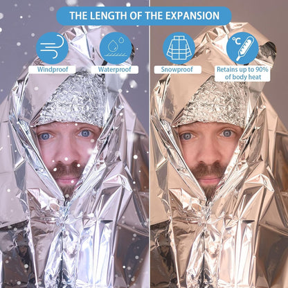 Outdoors Camping Emergency Thermal Blankets, 10 Packs 63" x 83" Heat Reflective Survival Blanket for Hiking Backpacking Adventure and Travel(10 Packs)