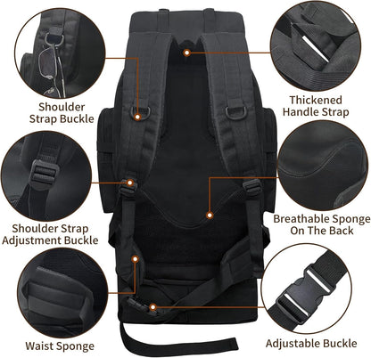 Vaupan Hiking Backpack, 100L Large Camping Backpack, Expandable Waterproof Molle Rucksack, Outdoor Daypack for Men Women