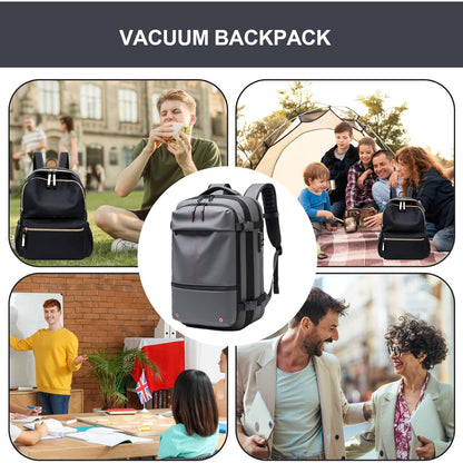 Vacuum Backpack – Anti-Theft Travel Bag | Waterproof Luggage Pack With Password Lock, Expandable 60L Volume, Air Compression Organizer, Dry Wet Divider, Outdoor Gear For Hiking & Business Trips