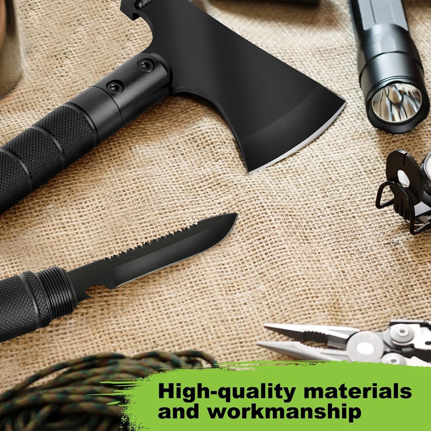 Camping Axe,Survival Hatchet,Folding Portable Tactical Axe Multi-Tool Set,Camping Hatchet with Hammer for Outdoor Hiking,Camping,Adventure,Hunting