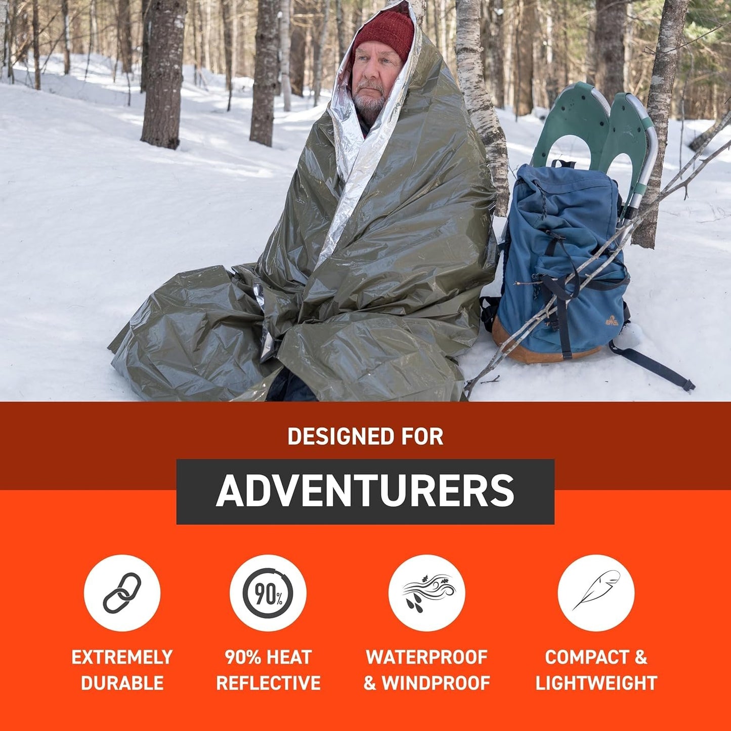 S.O.L. Survive Outdoors Longer 90 Percent Heat Reflective Heavy Duty Emergency Blanket