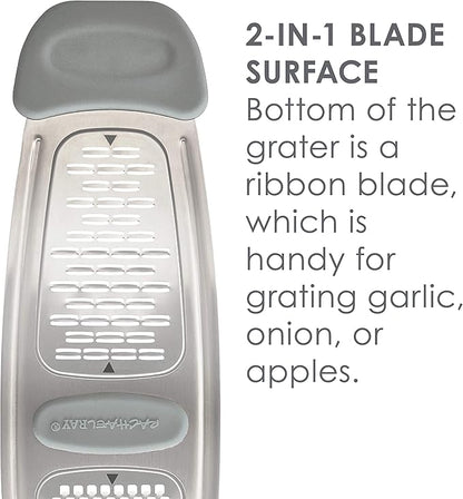 Rachael Ray Tools and Gadgets Stainless Steel Multi Grater for Cheese, Ginger, Garlic, and more, Gray