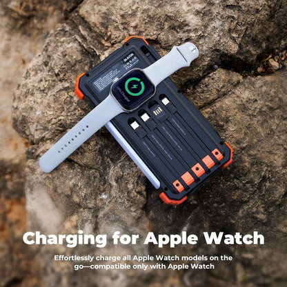 BLAVOR Solar Charger 20000mAh Built-in Cables, 20W Fast Charging Portable Power Bank with USB C, Camping Light, Flashlight, Battery Pack for iPhone 16 15 14 13 12 11, iPad, Samsung, Apple Watch