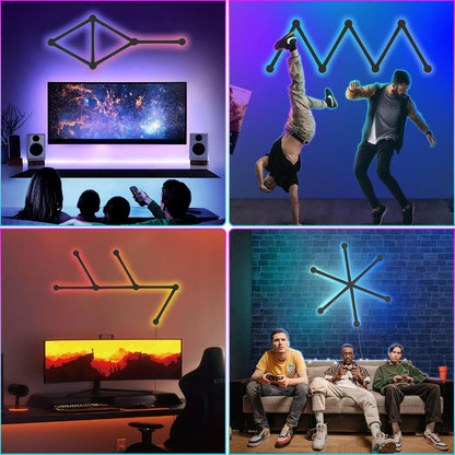 RGB Light Bar - Smart Wall Light Lines with Music Sync, Wi-Fi LED Gaming Lights with 16M+ Colors & 40+ Sence Modes, Creative Smart Light Bar for TV Backlight, Bedroom Esports Room(6 Pcs, Black)