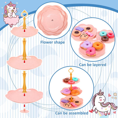 REMOKING Unicorn Toys for Girls,48 PCS Kids Tea Set for Kids,Pretend Toy with Play Desserts,Tin Teapot,Educational Play Food Princess Toy Gift,Toddler Toys for 3-7 Year Old Girls Boys