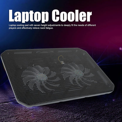 Cooling Pad, 7 Height-Adjustable Laptop Cooling Pad, Cooling Stand Cooler with Two Extremely Quiet Fans, Laptop Cooling Stand with LED Lights, USB Port, for Most (M10B)