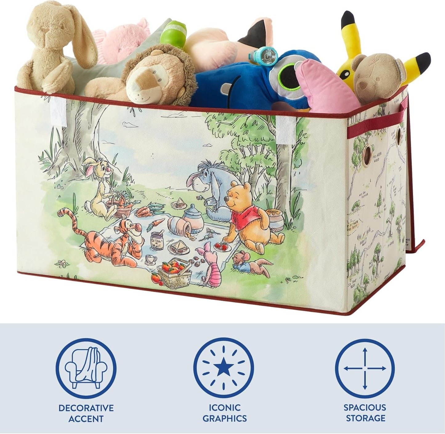 Idea Nuova Disney Winnie the Pooh Collapsible Storage Trunk, Durable with Soft Lid, 28.5"x14.5"x16"