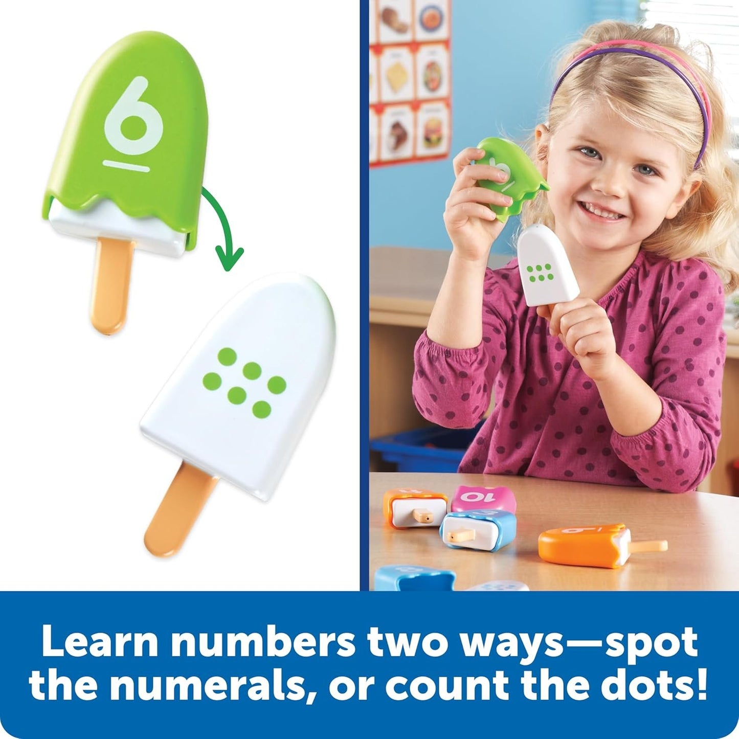 Learning Resources Smart Snacks Number Pops, Fine Motor Toy, Set of 10, Ages 18 mos+ (LER7344)