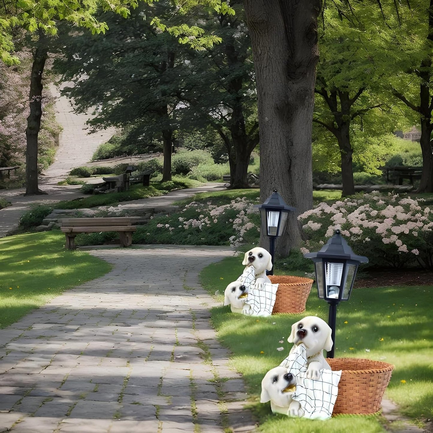 Solar-Powered Resin Animal Figurine – Weatherproof Garden Ornament with Integrated Lighting, Hand-Painted Decorative Statue | Enchanting Outdoor Sculpture for Patio, Lawn, Porch, Christmas Display