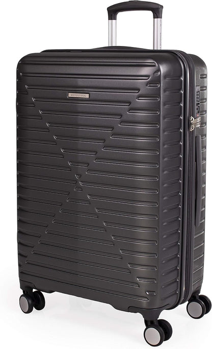 london Fog ABS Hard Case - 8 Wheel Spinner Travel Luggage | Telescopic Drag Handle | TSA Security Locks LFL005, dark grey, Cavendish