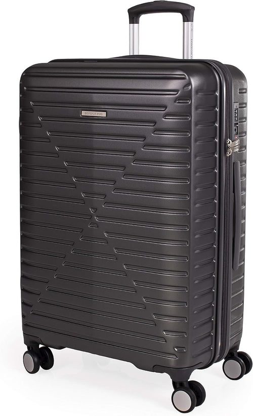 london Fog ABS Hard Case - 8 Wheel Spinner Travel Luggage | Telescopic Drag Handle | TSA Security Locks LFL005, dark grey, Cavendish